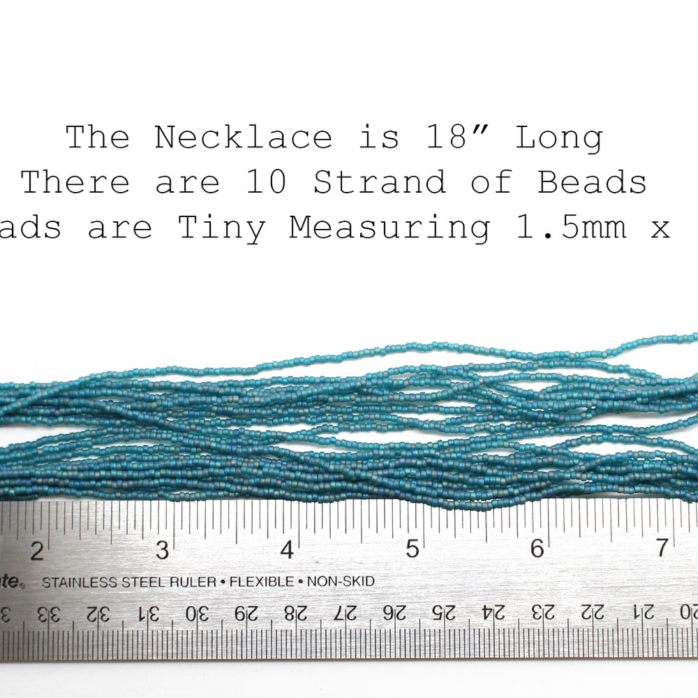 
                      
                        Multi Strand Teal Seed Bead Necklace 18 Inches
                      
                    