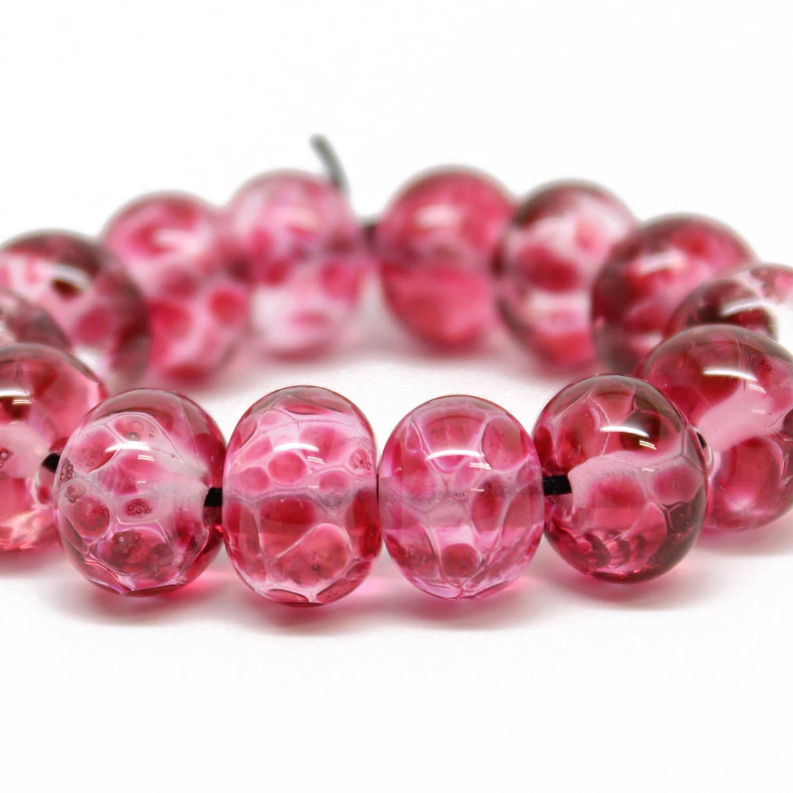 Pink Gold Lampwork Beads
