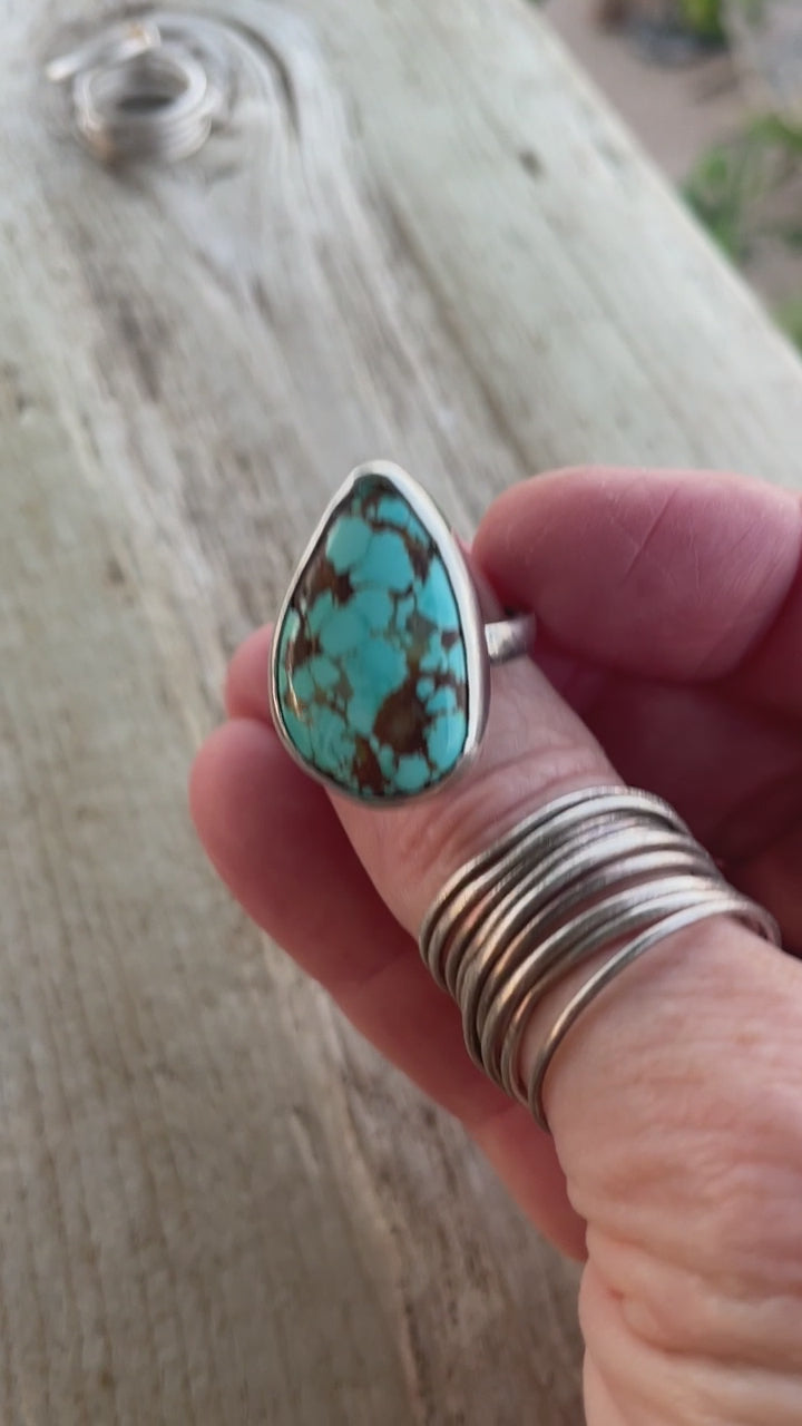 Handmade Sky Blue Royston Turquoise Sterling Silver Ring 8.5 US