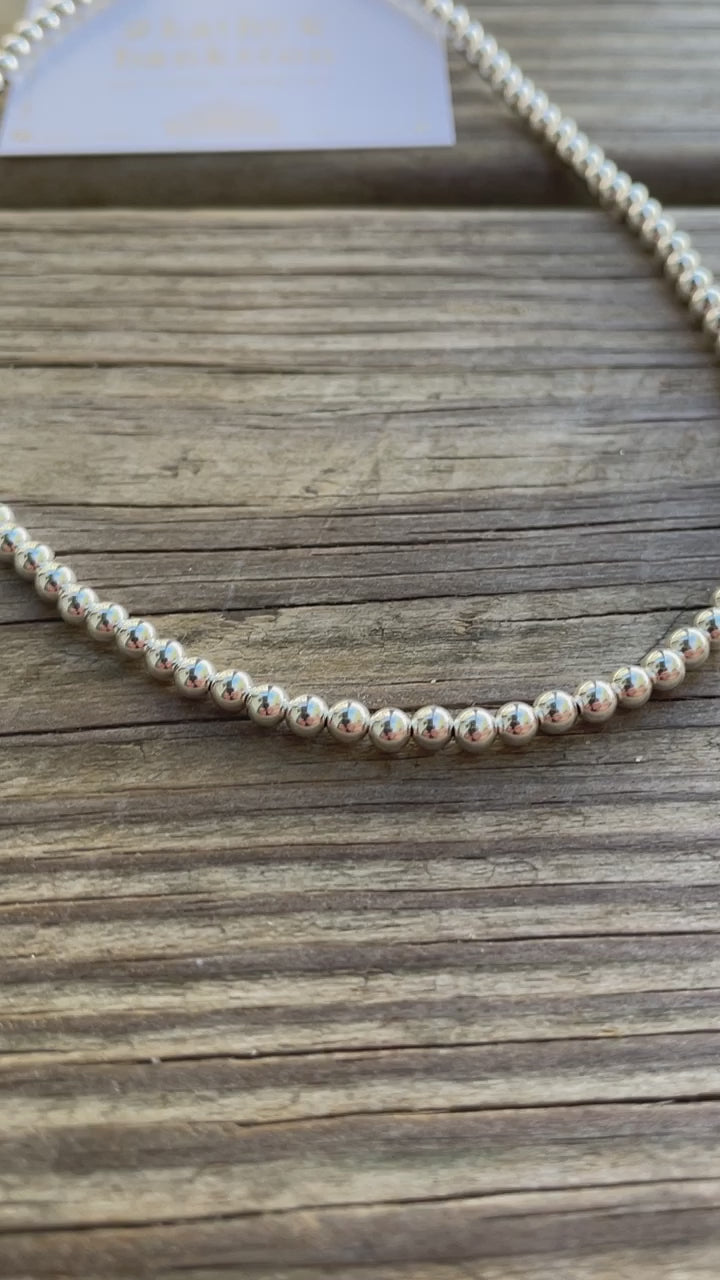 4mm Sterling Silver Bead Necklace Strand