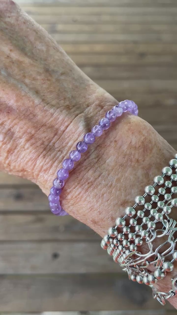 Amethyst Bead Bracelet on my wrist