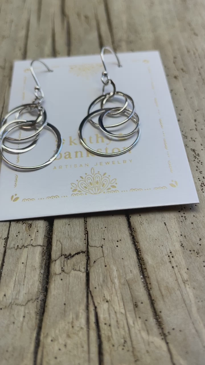 Short Silver Interlocking Hoop Earrings