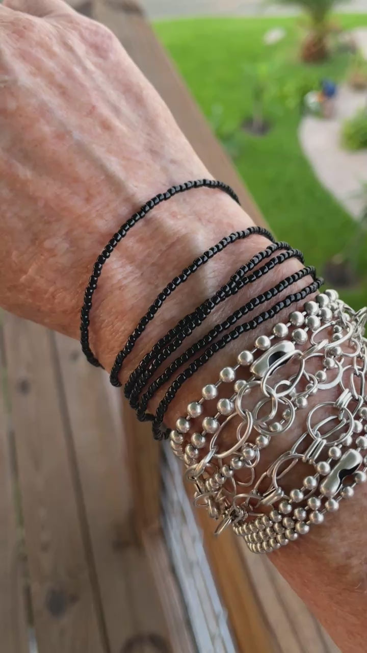 Black Seed Bead Wrap Bracelet