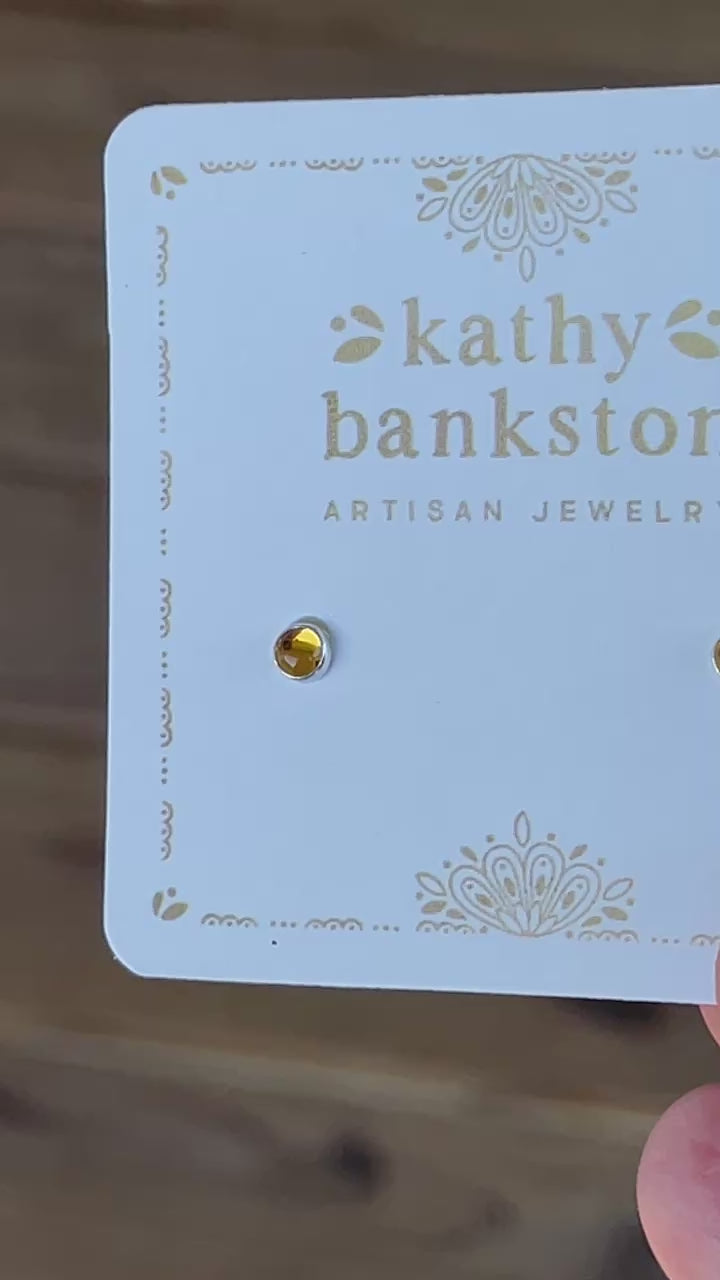Tiny 3mm Citrine Stud Earrings | Sterling Silver or Gold Fill