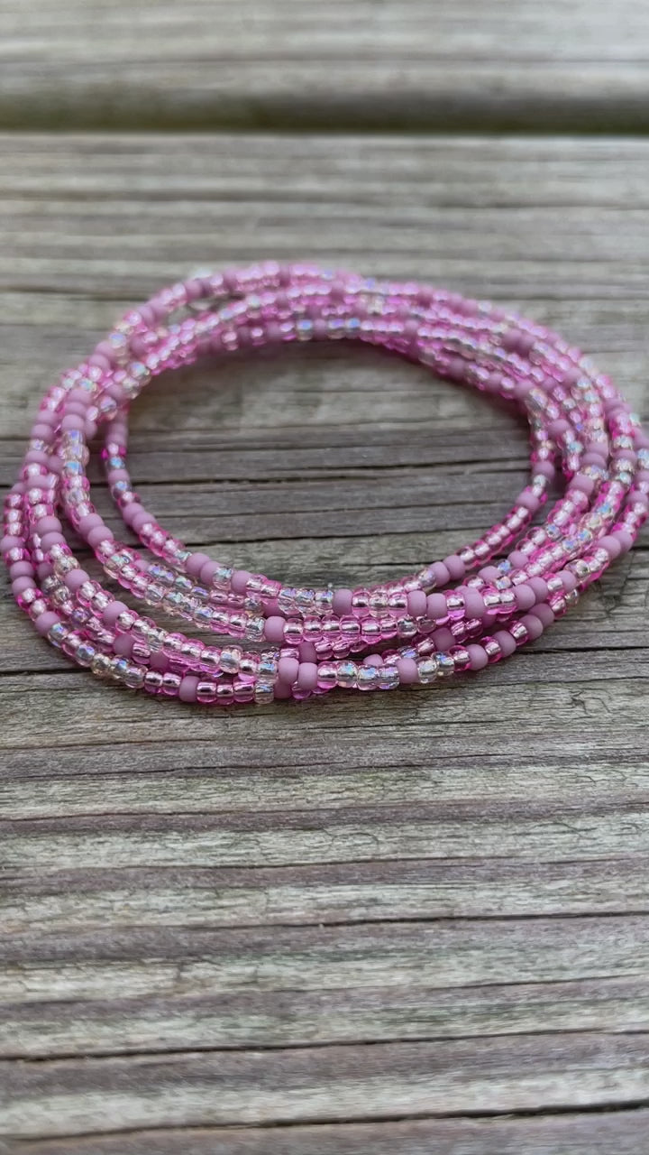 Pastel Pink Seed Bead Necklace