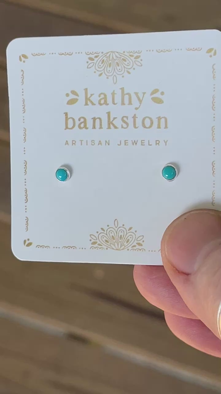 Tiny 3mm Blue Turquoise Stud Earrings