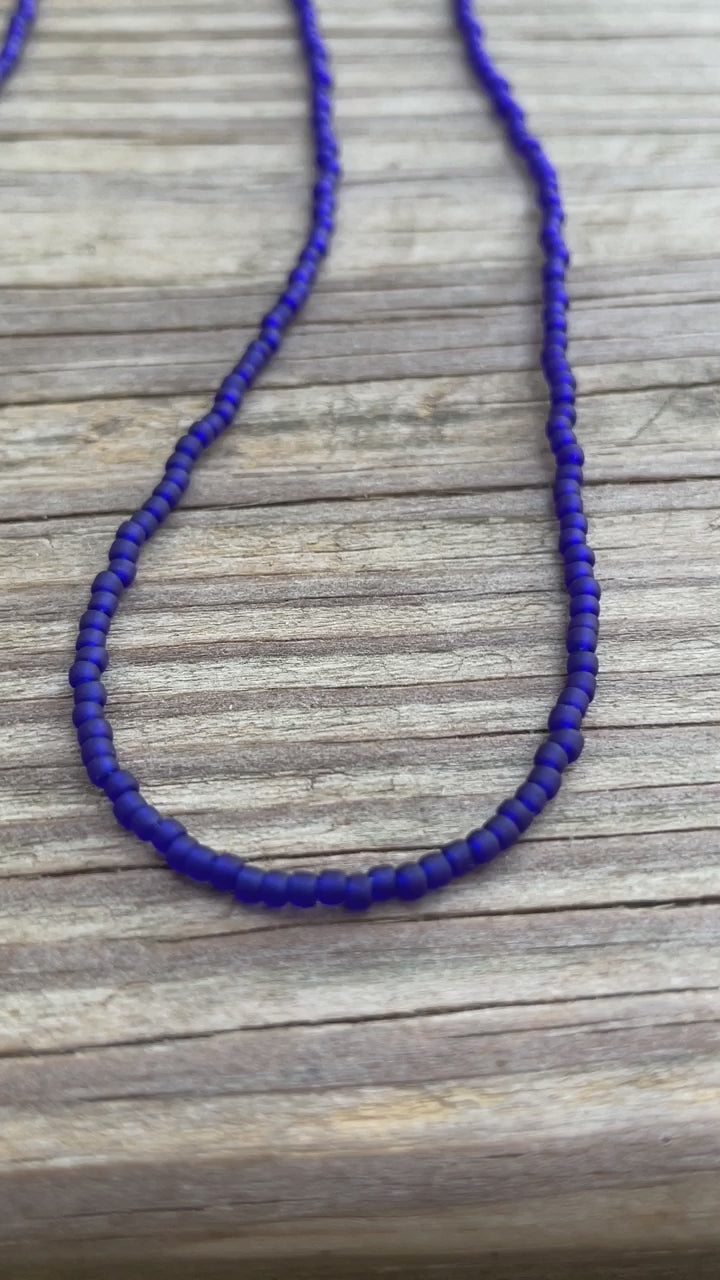 Cobalt Blue Seed Bead Necklace