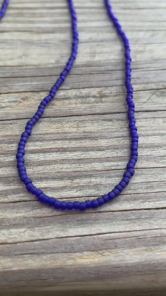 Load and play video in Gallery viewer, Cobalt Blue Seed Bead Necklace
