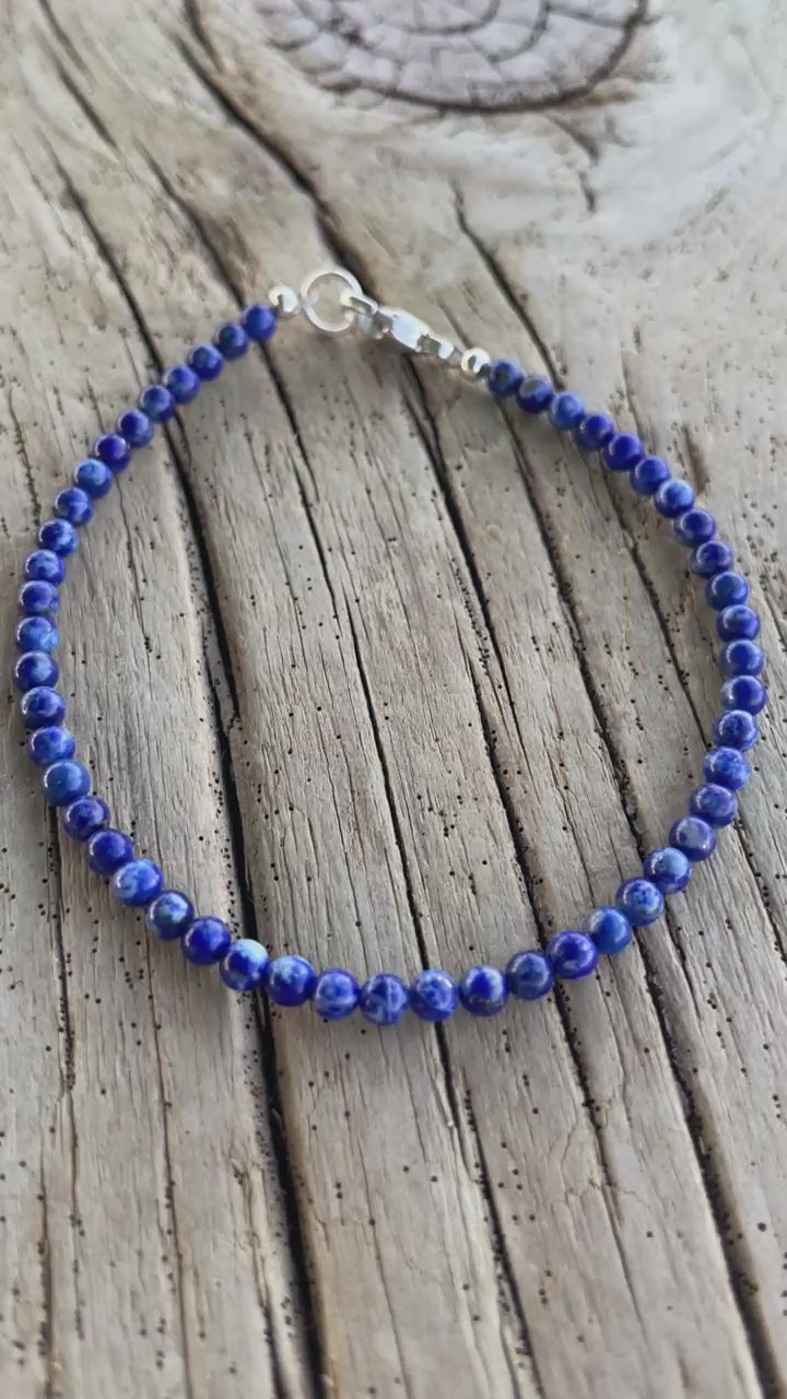 3mm Lapis Lazuli Bead Bracelet