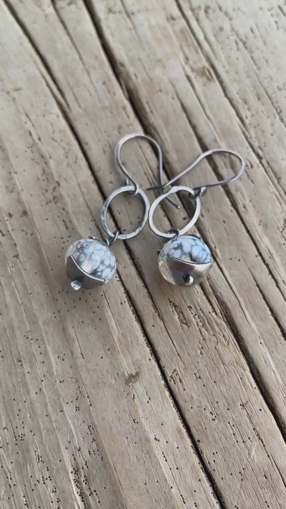 
                      
                        Load and play video in Gallery viewer, White Beaded Earrings in Sterling Silver
                      
                    