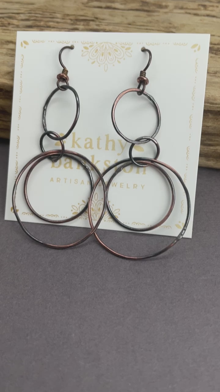 Handmade Long Copper Hoop Earrings