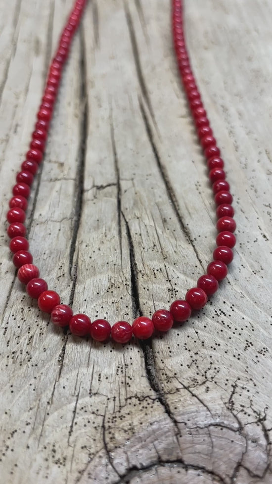 Load and play video in Gallery viewer, Red Bamboo Coral Necklace
