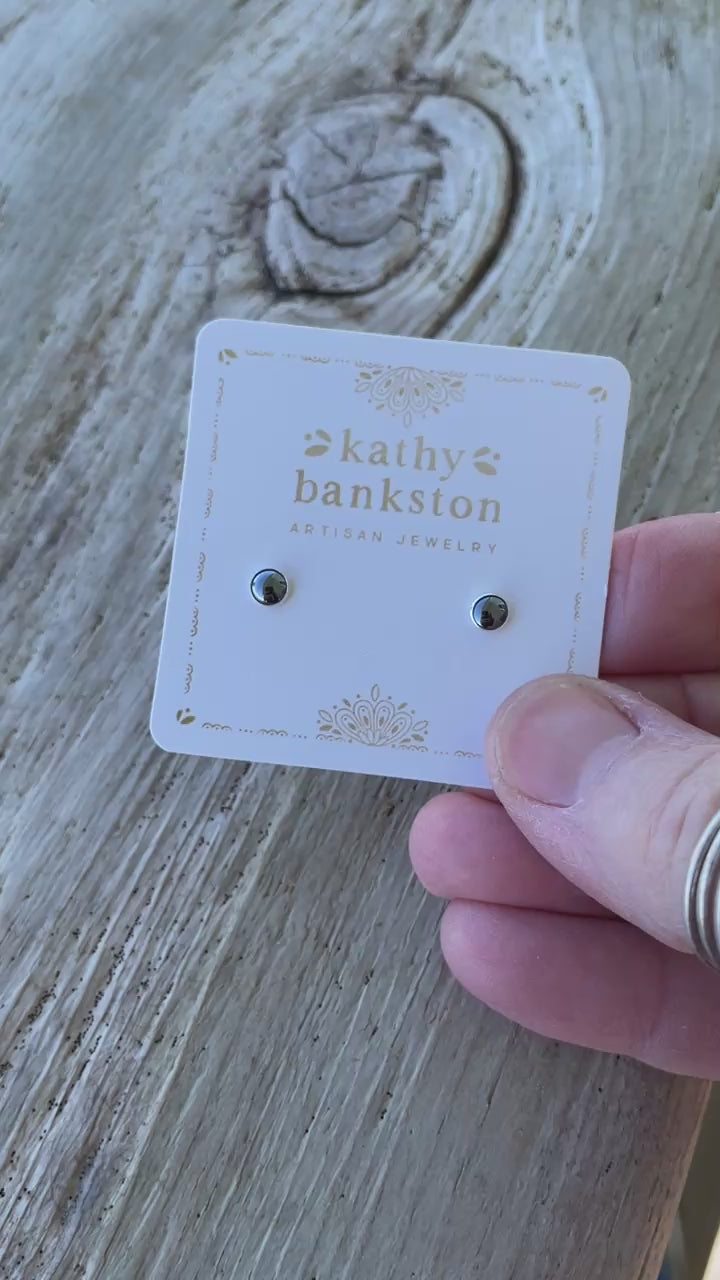 4mm Created Hematite Stud Earrings