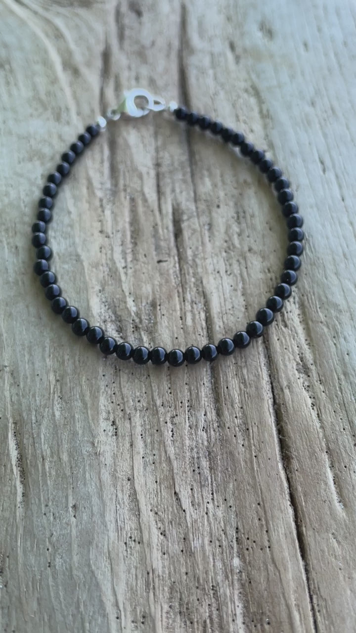 3mm Black Onyx Bead Bracelet