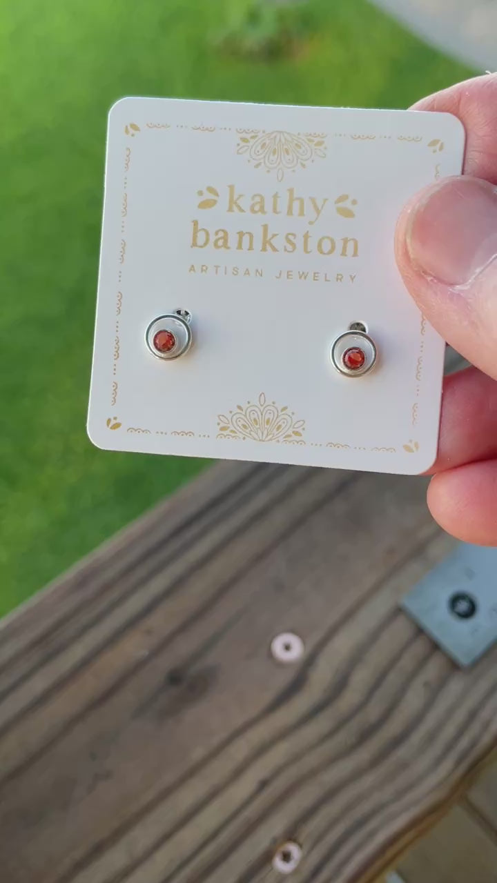 Tiny Padparadscha Colored 3mm Stud Earrings in Sterling Silver