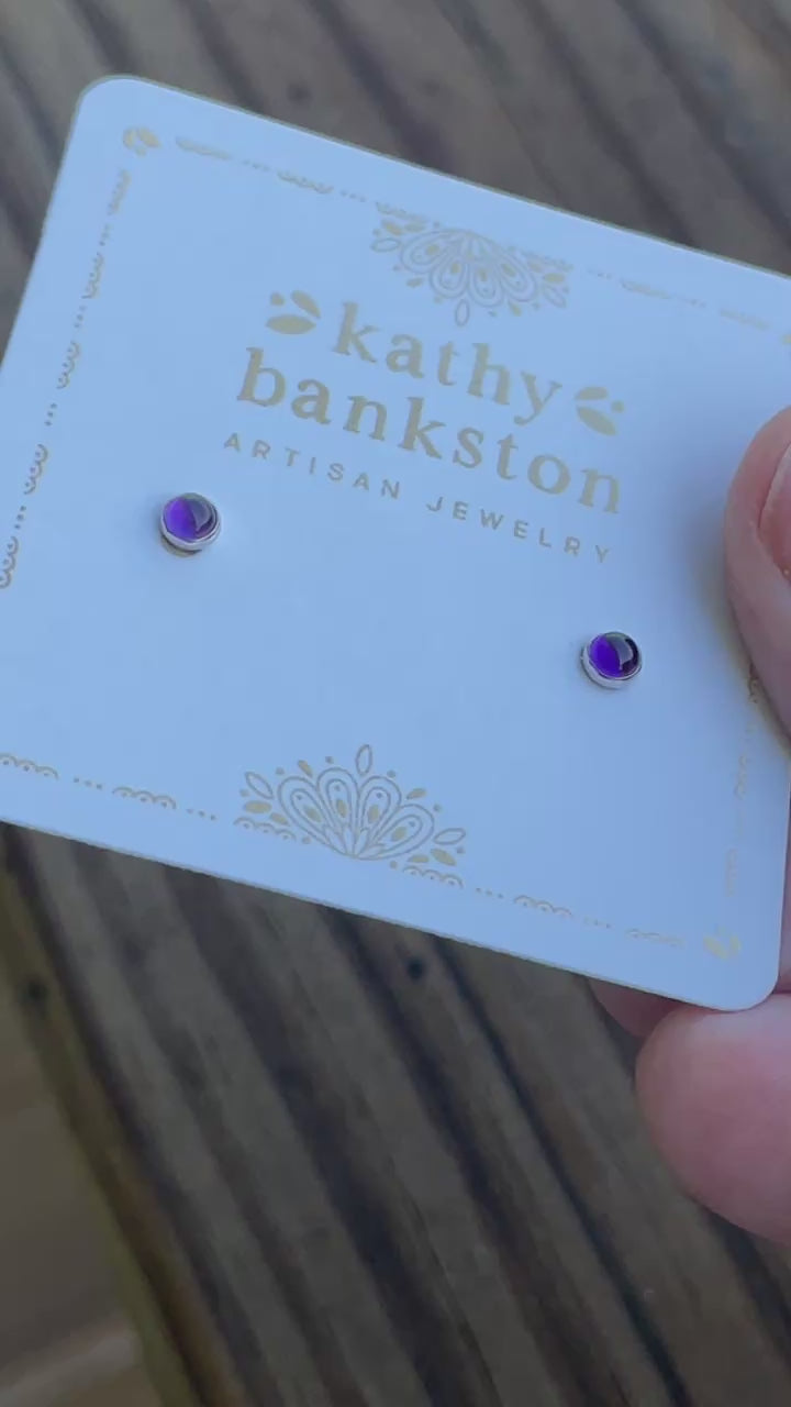 3mm Amethyst Stud Earrings in Sterling Silver or Gold Filled