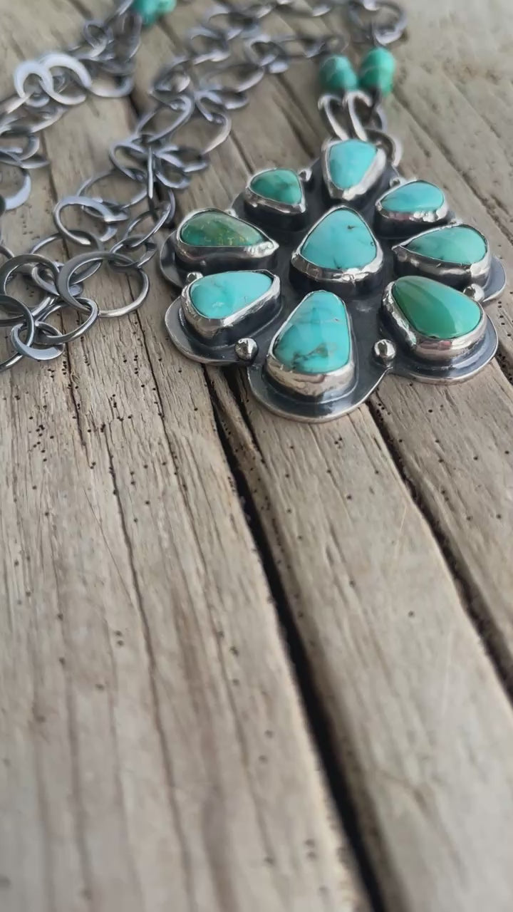 Genuine Lone Mountain Turquoise Pendant Necklace