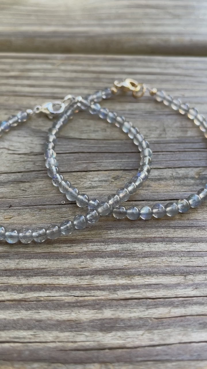 Load and play video in Gallery viewer, Labradorite Bracelet with Sterling Silver or Gold Filled Clasp

