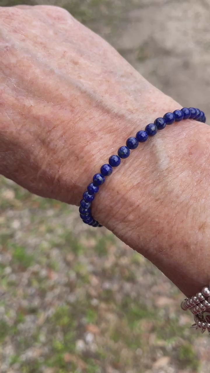 Lapis Lazuli Bead Bracelet Adjustable