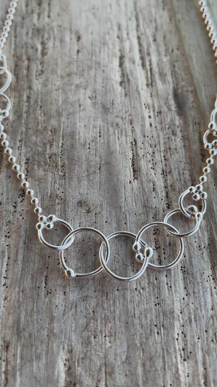 Sterling Silver Bead Ball Chain Choker Necklace 14 Inch Handmade Fine Silver Circle Choker
