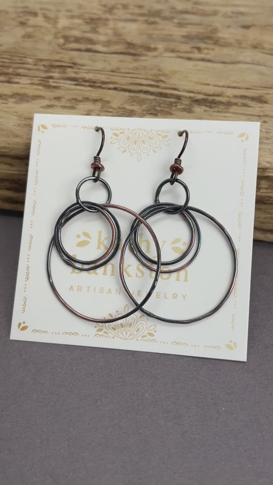 
                      
                        Load and play video in Gallery viewer, Handmade Rustic Copper Hoop Earrings
                      
                    