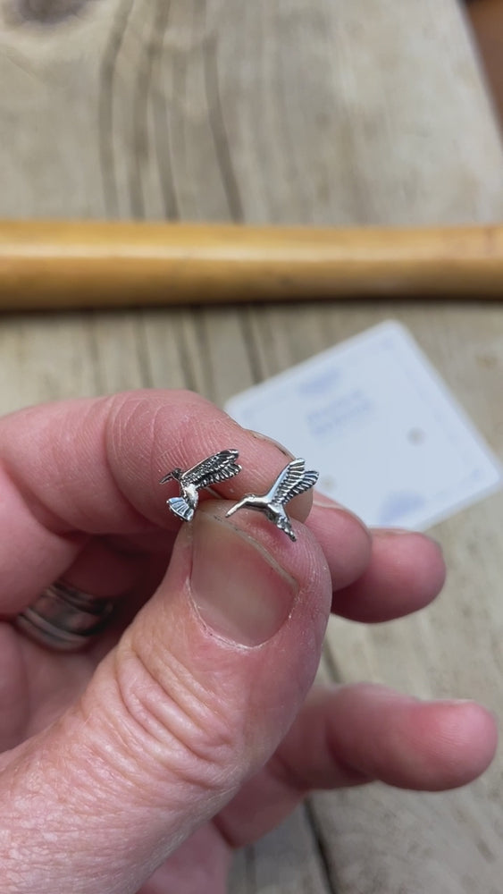 Tiny Sterling Silver Hummingbird Stud Earrings