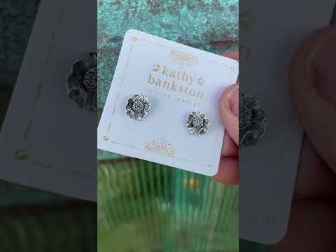 Sterling Silver Poppy Flower Stud Earrings