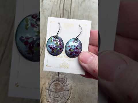 Multi Color Blue Pink Green Glass Enamel Earrings