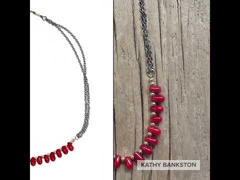 Red Coral and Gold Bead Necklace 