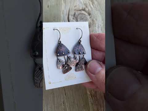 Copper and Sterling Silver Kinetic Dangle Earrings