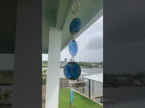 
                      
                        Load and play video in Gallery viewer, Copper Wind Spinner Chime with Blue Glass Enamel
                      
                    