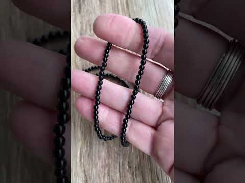 
                      
                        Load and play video in Gallery viewer, 3mm Black Onyx Bead Necklace 
                      
                    