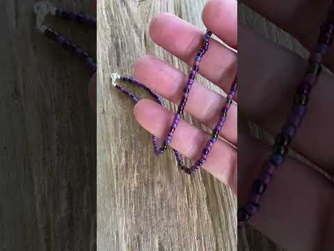 
                      
                        Load and play video in Gallery viewer, Purple Blue Seed Bead Necklace
                      
                    