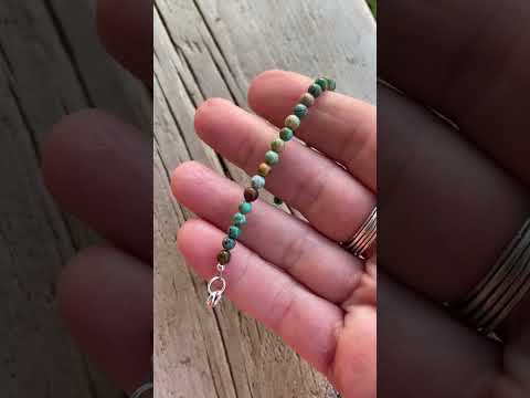 
                      
                        Load and play video in Gallery viewer, Genuine 4mm Blue Green Brown Mixed Turquoise Bead Bracelet
                      
                    