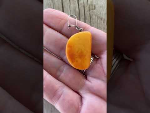 
                      
                        Load and play video in Gallery viewer, Vintage Amber &amp;amp; Sterling Silver Dangle Earrings, Half Circle Drops
                      
                    