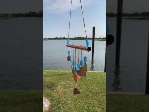 Bohemian Copper Windchime with Aqua Blue Beads