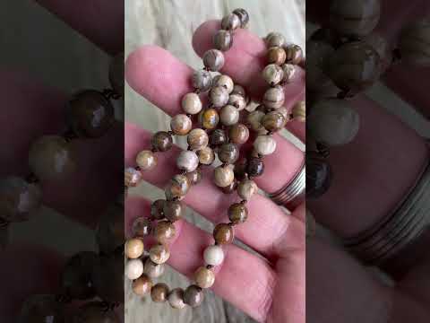 
                      
                        Load and play video in Gallery viewer, Petrified Wood Bead Necklace: Hand-Knotted Silk, 30&amp;quot; Endless Strand
                      
                    