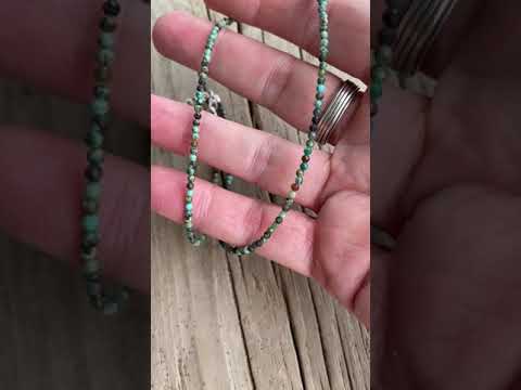 Dainty 2mm African Turquoise Choker, Adjustable to 17"