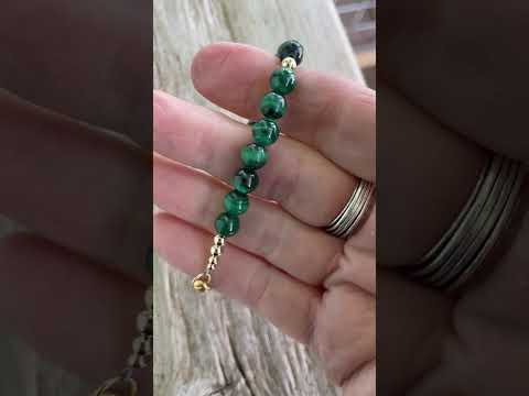 Malachite & Gold-Filled Bead Bracelet 7.5