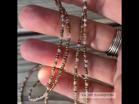 Load and play video in Gallery viewer, Pink Gold Seed Bead Necklace, Thin 1.5mm Single Strand

