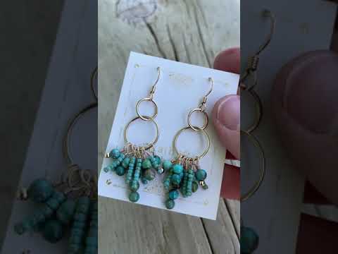 Turquoise and Gold Filled Bead Dangle Earrings