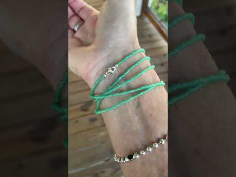 Sea Glass Green Seed Bead Necklace-Thin 1.5mm Single Strand