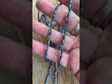 Load and play video in Gallery viewer, Multicolor Shibori Blue Seed Bead Necklace
