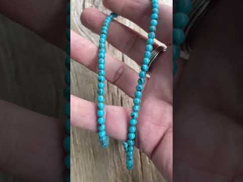 
                      
                        Load and play video in Gallery viewer, Genuine 4mm Blue Turquoise Bead Necklace
                      
                    