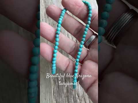 Genuine 4mm Blue Turquoise Bead Necklace