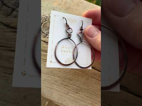 Rustic Hammered Copper Wire Hoop Earrings with Niobium Wires