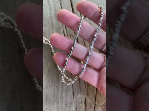 Silver and Grey Seed Bead Necklace