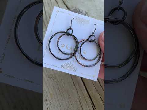 Simple Copper Double Hoop Earrings with Sterling Silver Ear Wires