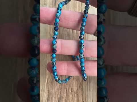 Load and play video in Gallery viewer, Blue Sea Sediment Jasper Bead Necklace Strand

