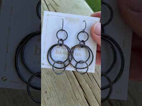 Copper Floating Circle Hoop Earrings with Sterling Silver Ear Wires